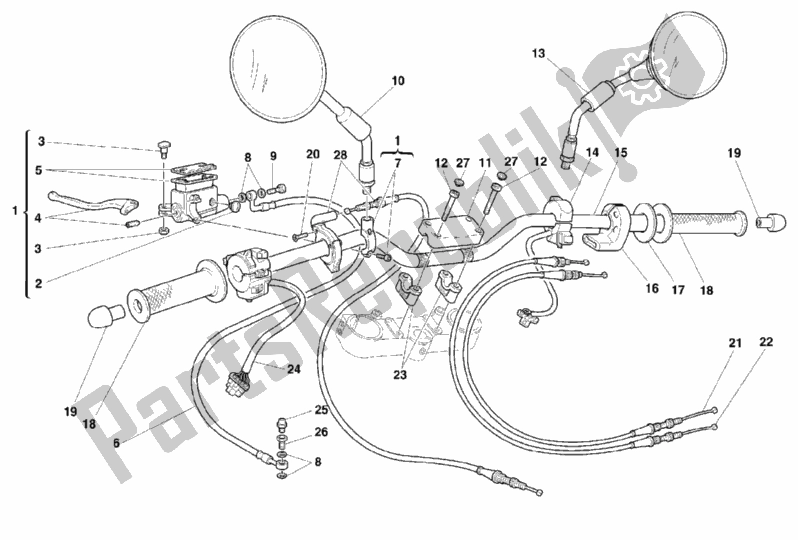 All parts for the Handlebar of the Ducati Monster 600 Dark 1999